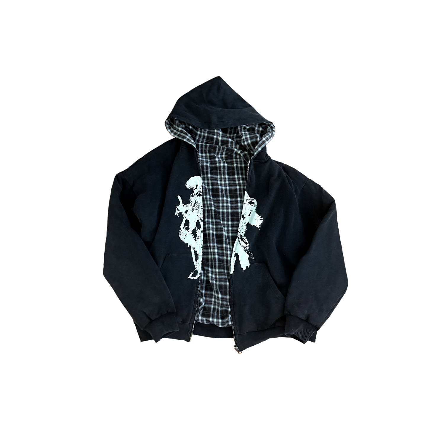 Reversible Plaid Zip Hoodie