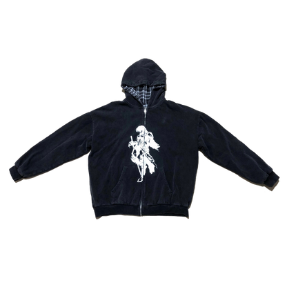 Reversible Plaid Zip Hoodie
